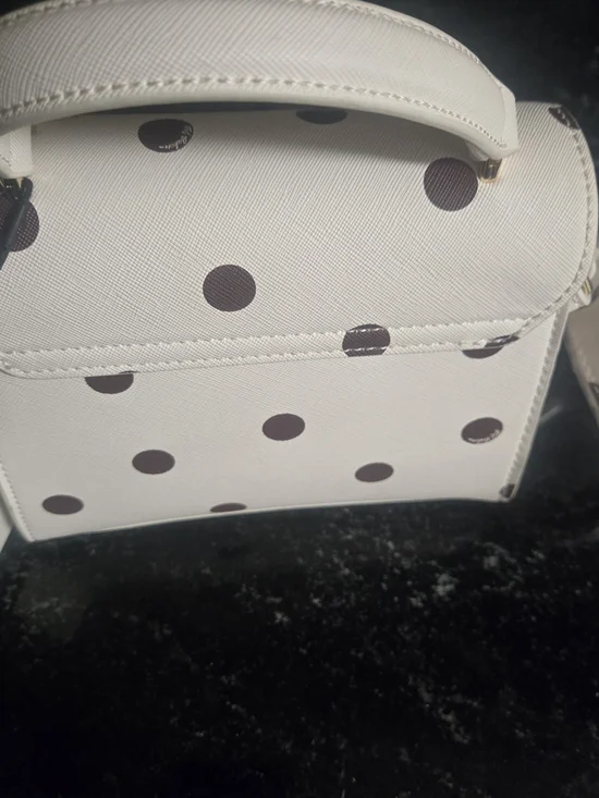 Ted Baker Cream Polka Dot Top-Handle Crossbody with Gold Hardware - Picture 2 of 5